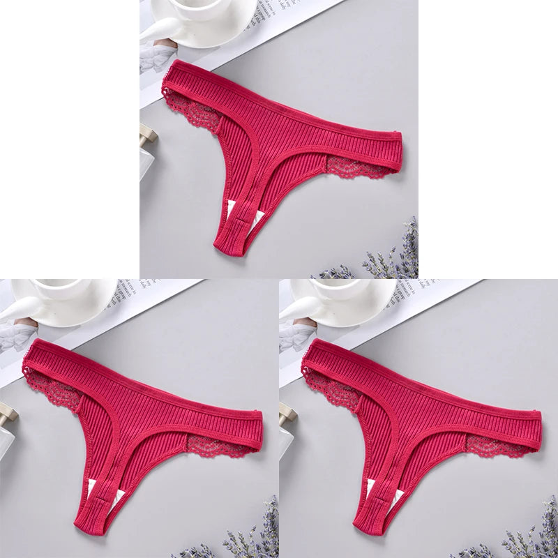 3PCS Women's Cotton Antibacterial Panties – Solid Color G-String, Quick Drying, Soft & Breathable Underwear