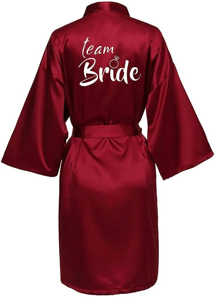 Women's Satin Silk Robe | Wedding Bathrobe Bride & Bridesmaid Sleepwear Gown M030