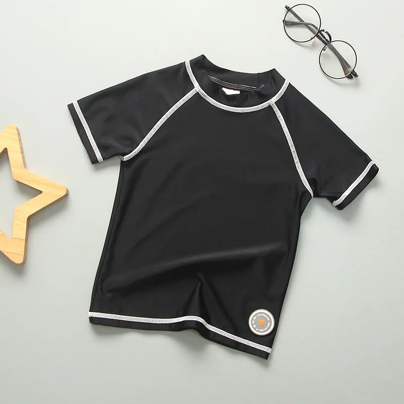 Kids UV Rashguard Swim T-Shirt Boys Girls Short Sleeve Bathing Suit 3-11 Years