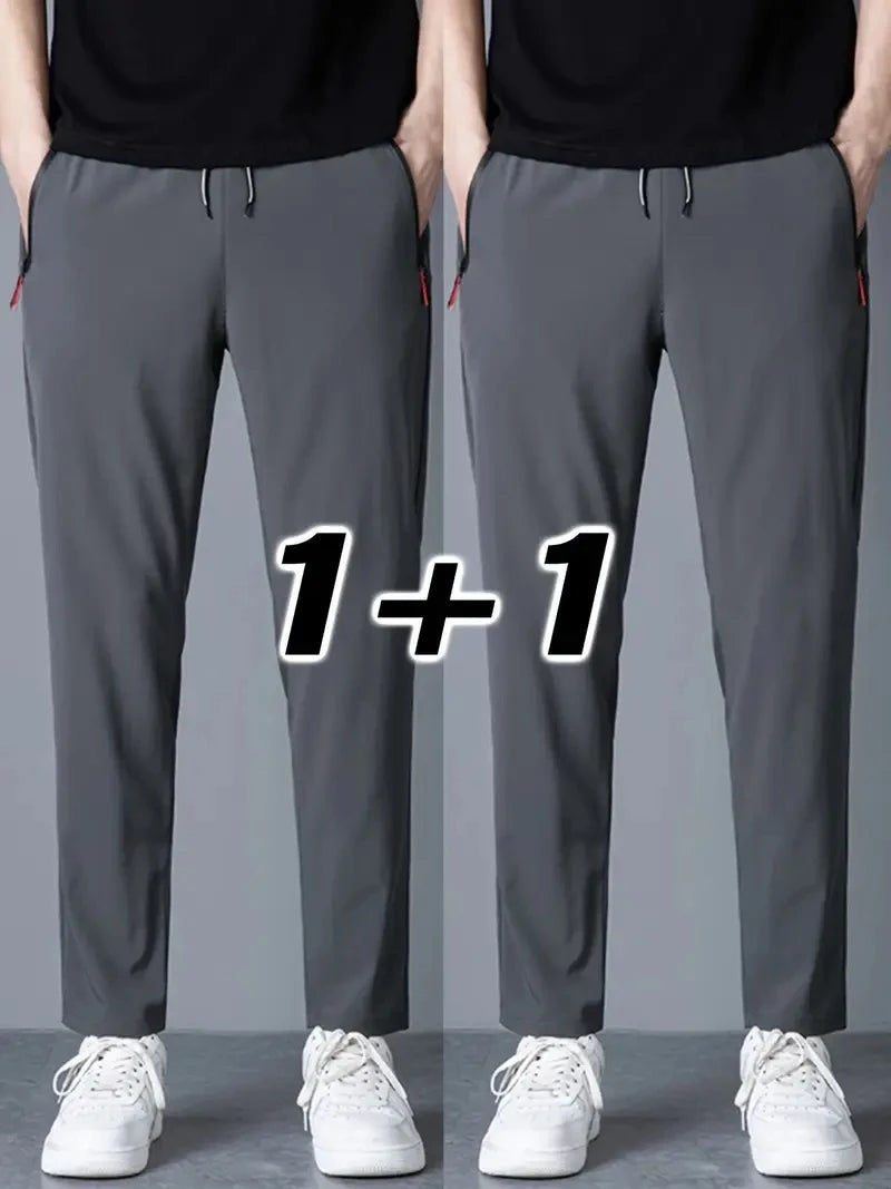 Men’s Casual Jogger Pants 2-Pack – Stretch Elastic Waist Trousers, Plus Size