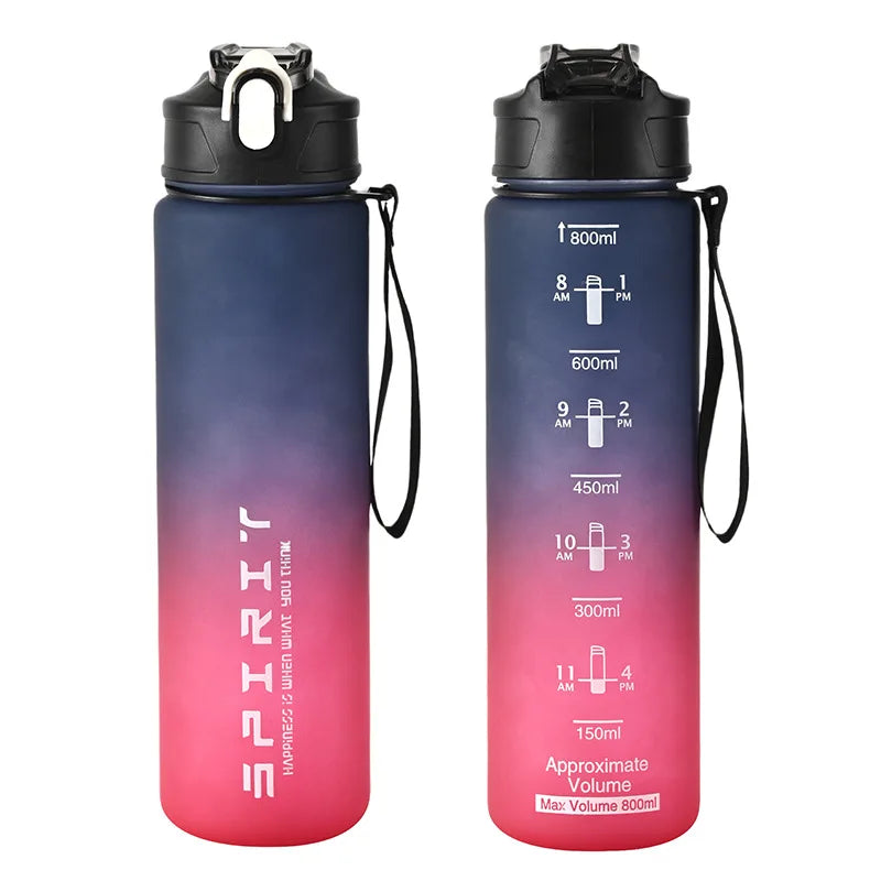 800ML Large Capacity Sports Water Bottle – Leakproof Colorful Plastic Cup for Outdoor Travel, Gym & Fitness