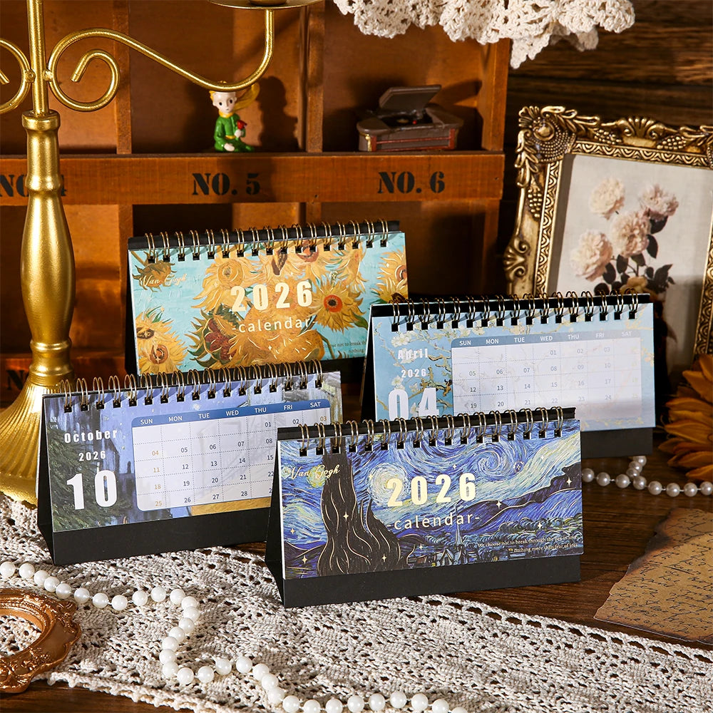 Vintage-Tischkalender 2026 mit Notizfunktion – Monatsplaner für Zuhause, Büro und Schule