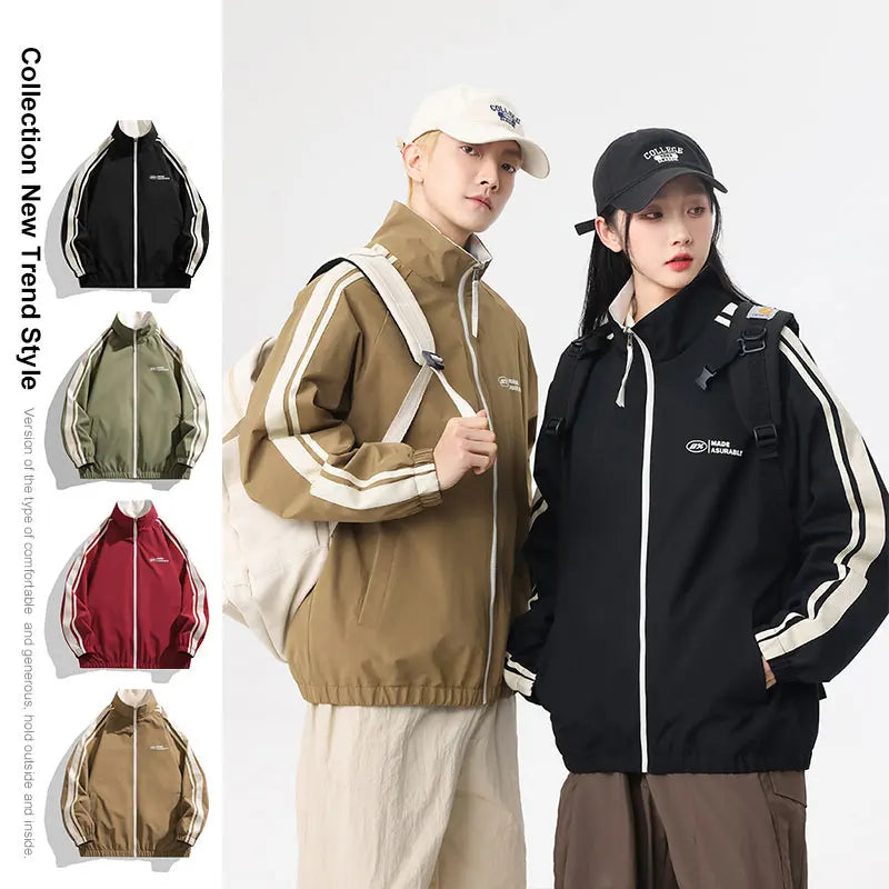 Reversible Outdoor Jacket Men & Women Windproof Splashproof Double-Sided Long Sleeve Coat