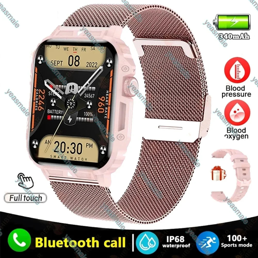 Military Outdoor Sports Smart Watch for Men – Heart Rate Health Monitor, Bluetooth Call, GPS Track, Waterproof for Android & iOS