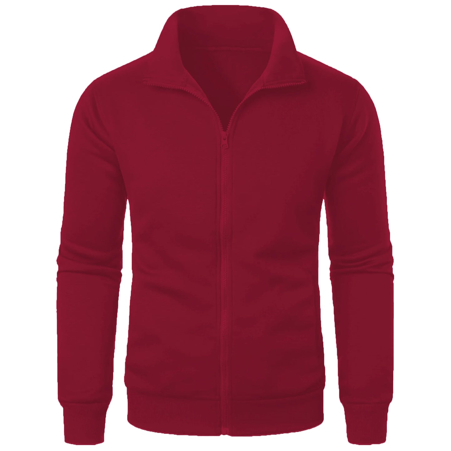 Men’s Casual Sports Jacket – Solid Color Zipper Stand-Up Collar Coat