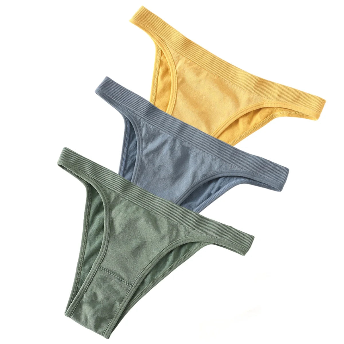 3PCS Set Women's High Rise Brazilian Panties Stretch Seamless Soft Sexy Lingerie