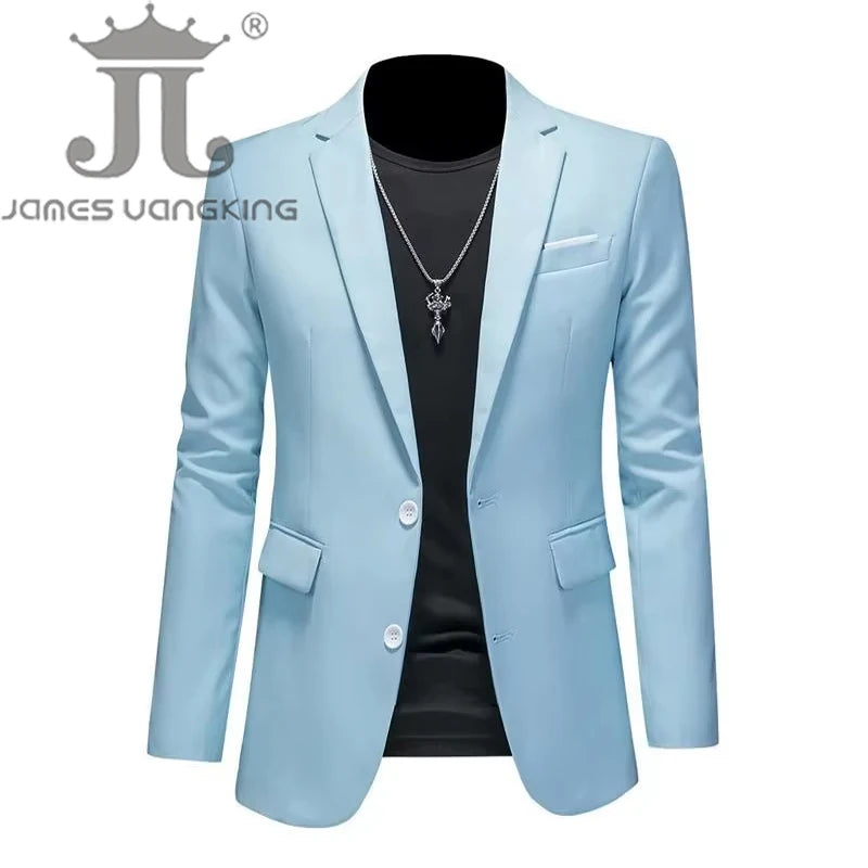 Men's High-End Solid Color Blazer – Casual Business & Groom Wedding Suit Jacket