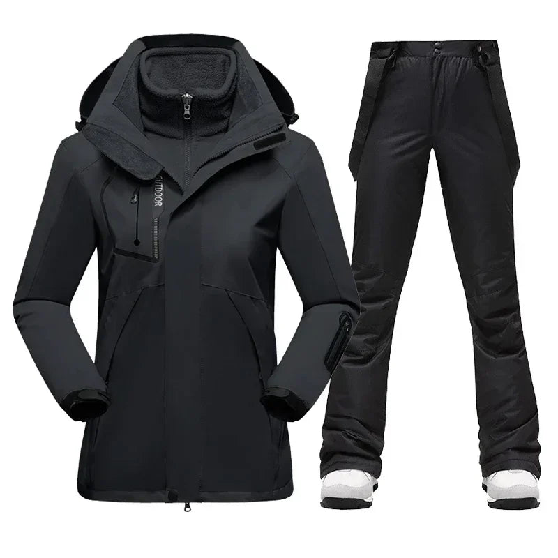 Women Waterproof Mountain Ski Jacket & Pants Winter Thick Warm Windproof Outdoor Snowboard Set