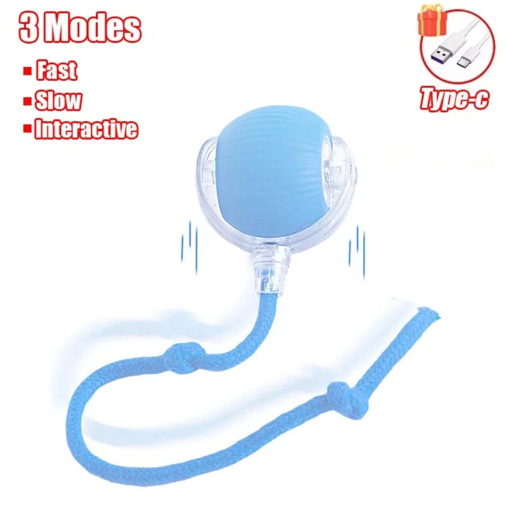 لعبة كرة دوارة تفاعلية ذكية قابلة لإعادة الشحن - فأر كهربائي بذيل صناعي للقطط والكلاب