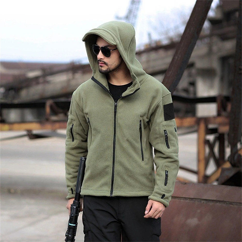 Men’s US Military Tactical Soft shell Jacket – Winter Thermal Fleece Hooded Outdoor Coat