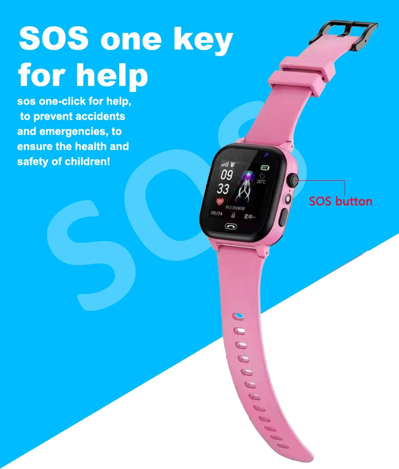 Kids Smart Watch with SOS & LBS Location, SIM Call, Camera, IP65 Waterproof – Watch Phone for Boys & Girls Gift