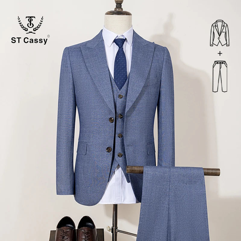 ST Cassy Men's Blue-Gray 2-Button Blazer – Modern Office Wear with Luxe Craftsmanship