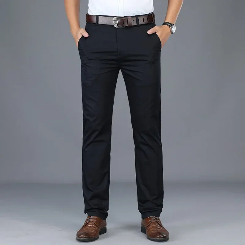 Men's Summer Thin Slim Suit Pants – Fashion Business Casual Cotton Trousers 30-40