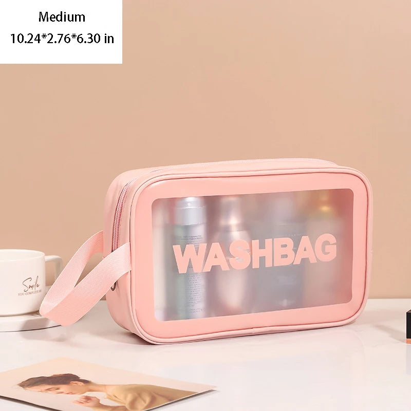 Portable Toiletry Bags with Handle | Translucent Waterproof Travel Makeup Bag for Women | Large Capacity Cosmetic Bag