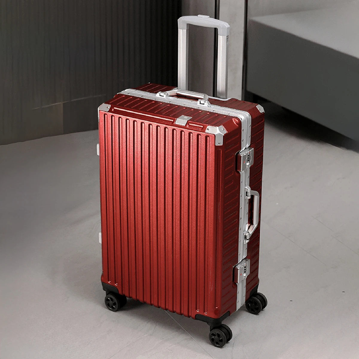 Aluminum Frame Trolley Luggage | Rolling Suitcase with USB & Combination Lock | 20/24/26/28 Inch Carry-On