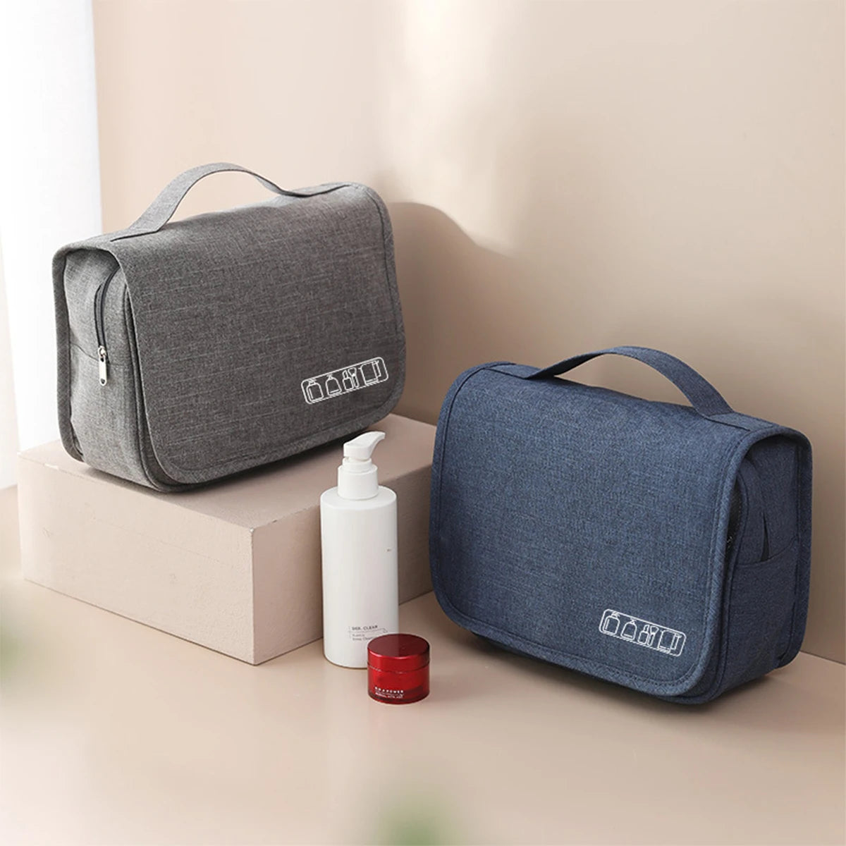 Large Capacity Travel Toiletry Bag | Multi functional Portable Cosmetic Bag with Hook | Men's Travel Storage Bag