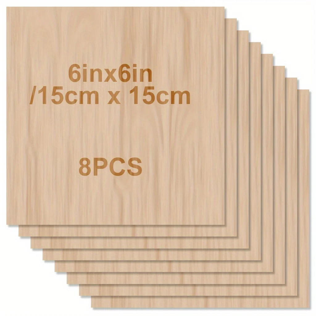 Unfinished Wood Planks – 48/32/16/8/4 Pieces, 6×6 Inch / 15×15 cm, 2mm Thick for Handicrafts & Arts Projects