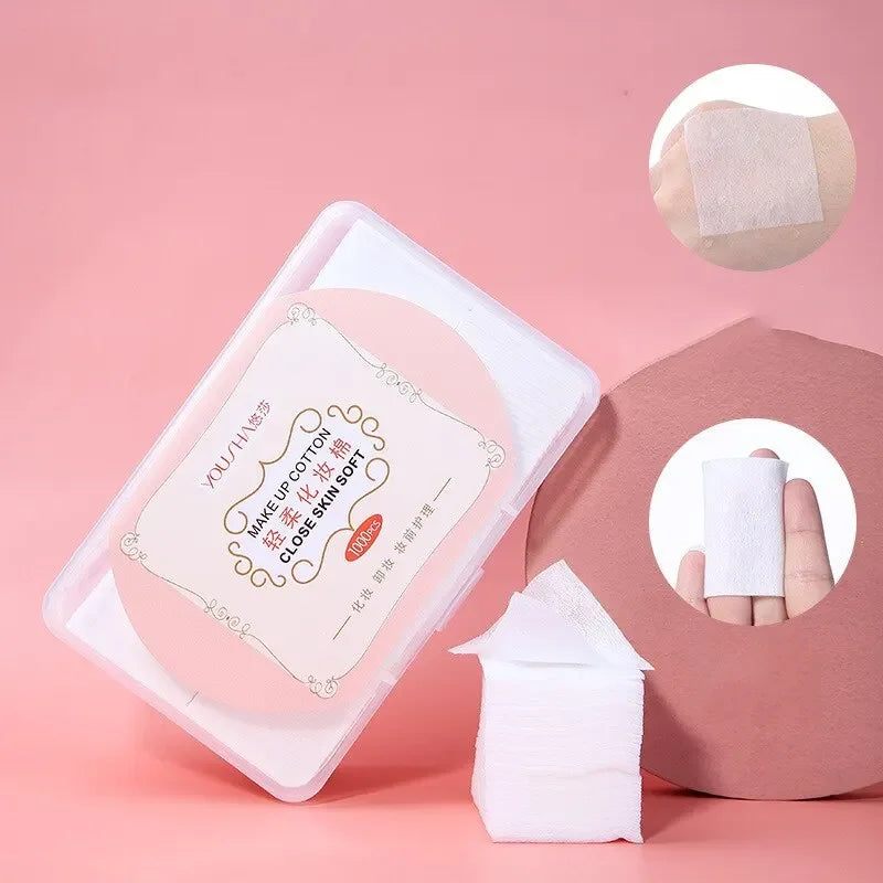 ١٠٠٠ قطعة من مناديل قطنية لإزالة المكياج للاستخدام مرة واحدة - مناديل ناعمة لتنظيف الوجه ومنصات لإزالة مستحضرات التجميل