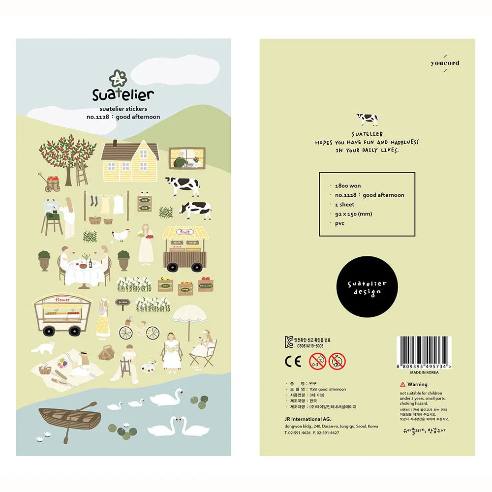 ملصقات يومية كورية كاواي من سواتيلييه - مجموعة ديكورات مكتبية أصلية للقصاصات اليدوية والمجلات