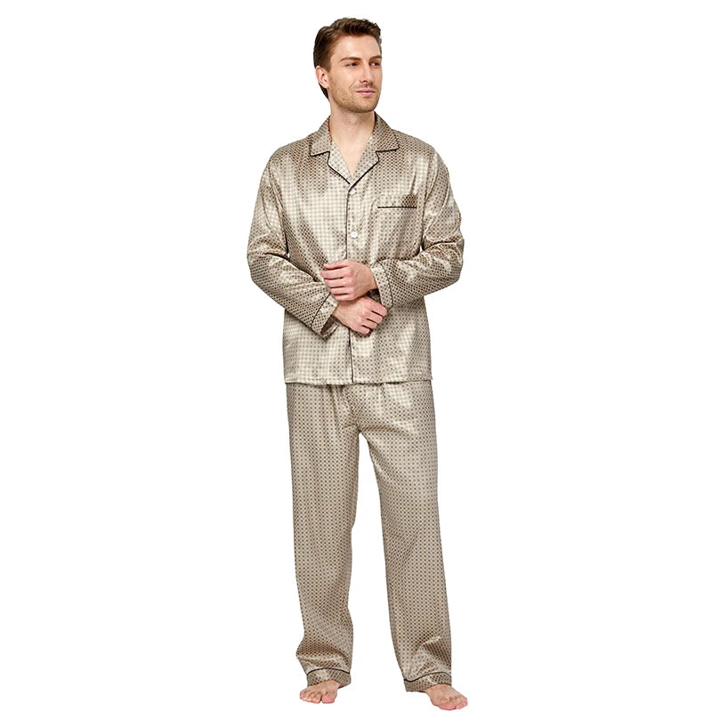 Tony & Candice Men's Satin Silk Pajama Set | Sexy Modern Soft & Cozy Sleepwear | Summer Nightwear for Men