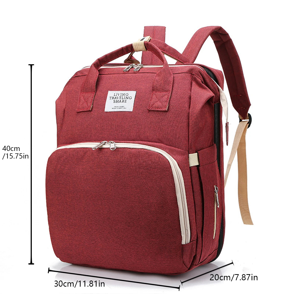 حقيبة حفاضات أطفال قابلة للطي - حقيبة أمهات كبيرة السعة مع محطة تغيير، وجيب معزول، وحزامين للكتف