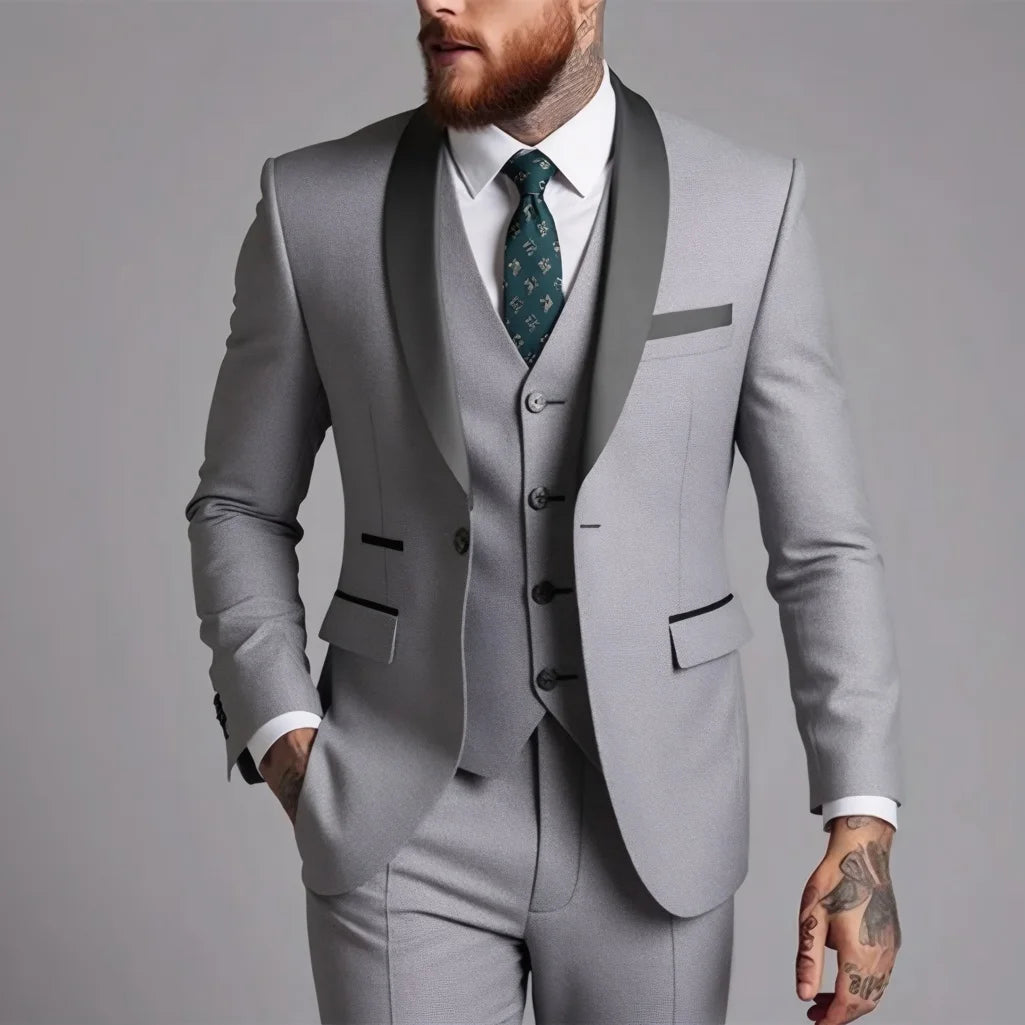 Men's 3-Piece Business Casual & Wedding Suit Set – Stylish and High-Quality