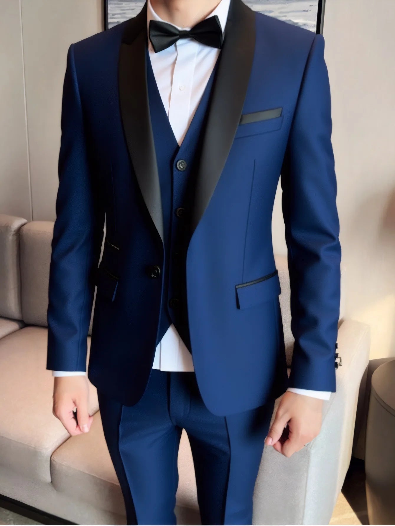 Men's 3-Piece Slim Fit Suit – Jacket, Vest & Trousers for Business, Groom & Formal Wear