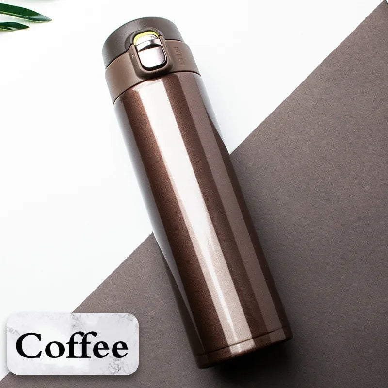 500ML Stainless Steel Vacuum Flask – Bouncing Cover Thermos Cup for Coffee, Tea, Milk & Water