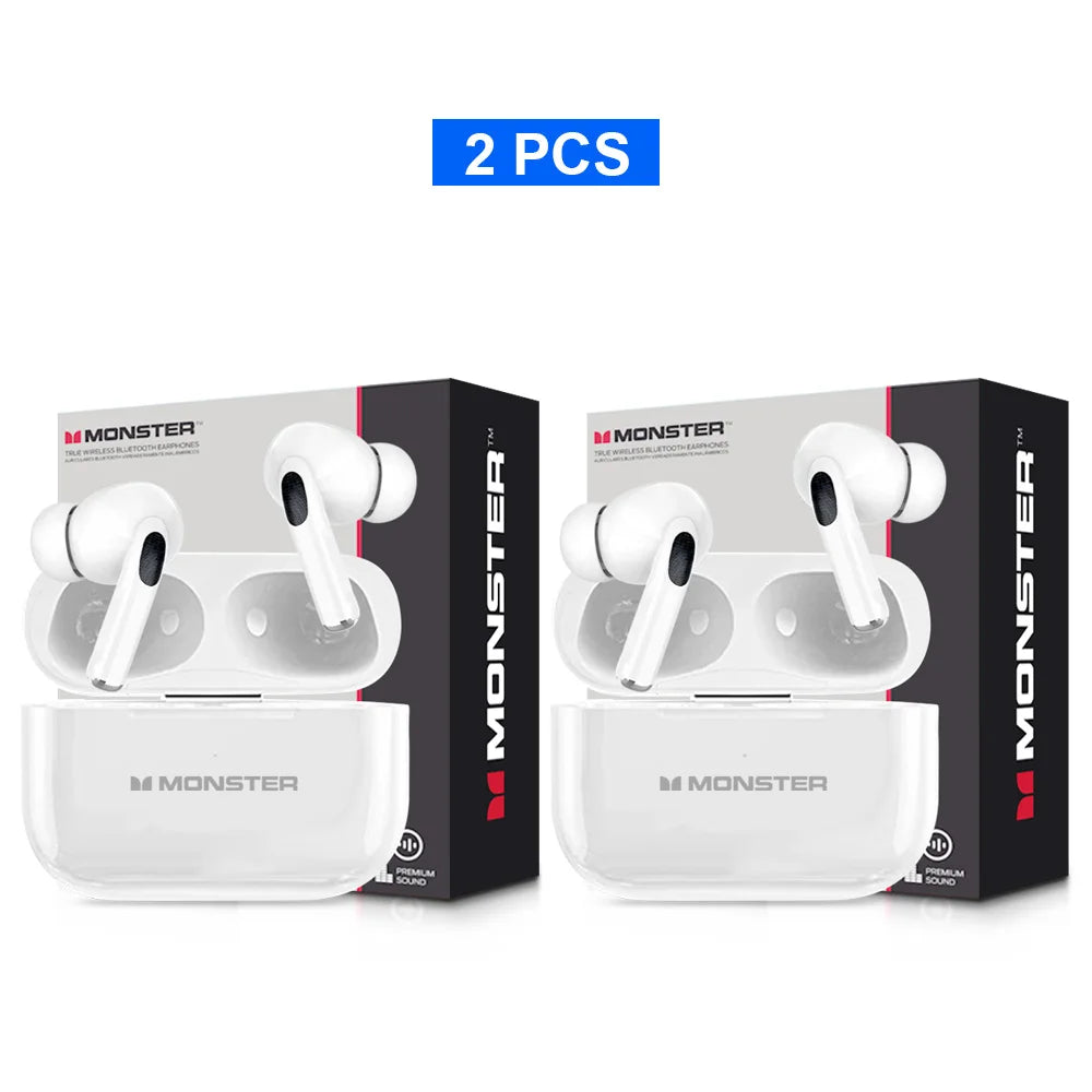 MONSTER TWS Wireless Bluetooth Earphones – HD Stereo Sound, LCD Touch Display, Sports In-Ear Headset with Charging Box