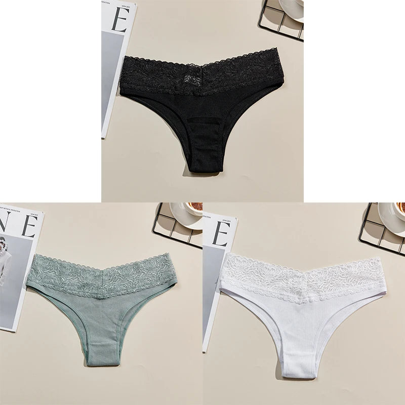 3PCS Women's Breathable Cotton Seamless Panties Comfortable Sexy Soft Stretchy Underwear