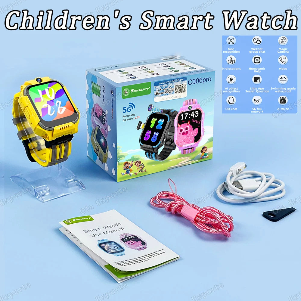 5G Kids Smart Watch with SOS, GPS Location, SIM, Video Call, Camera – Waterproof Watch for Boys & Girls