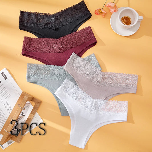 3PCS Women's Breathable Cotton Seamless Panties Comfortable Sexy Soft Stretchy Underwear