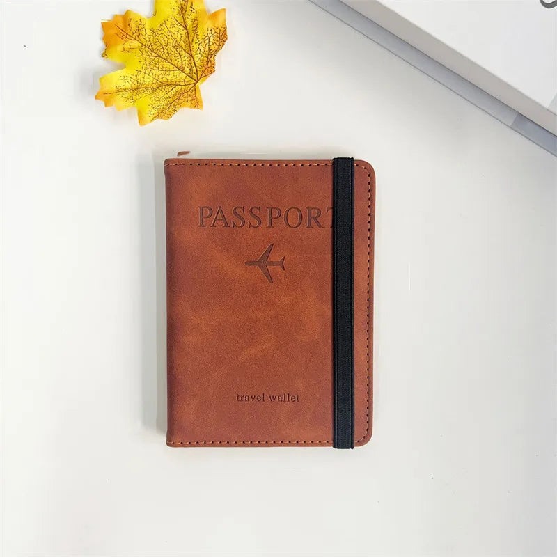 RFID Vintage Passport Holder – PU Leather Travel Wallet for Men & Women
