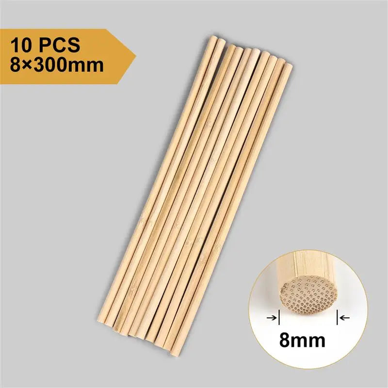 3–8mm Round Natural Wooden Bamboo Sticks – DIY Craft Material for Handmade Projects & Woodworking Supplies