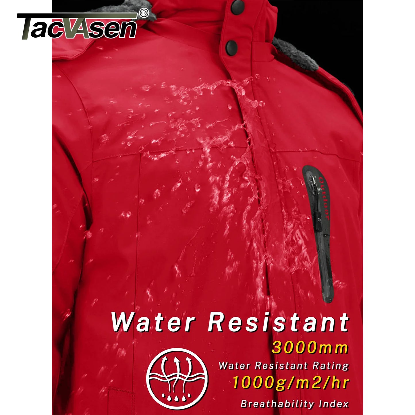 TACVASEN Men’s Winter Fleece Jacket – Waterproof Hiking & Skiing Windbreaker Parka