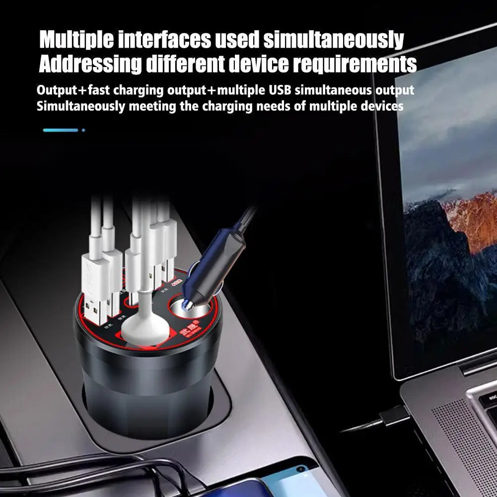 200W Car Power Inverter – 12V/24V to 220V Converter with LED Display & Fast Charging Socket