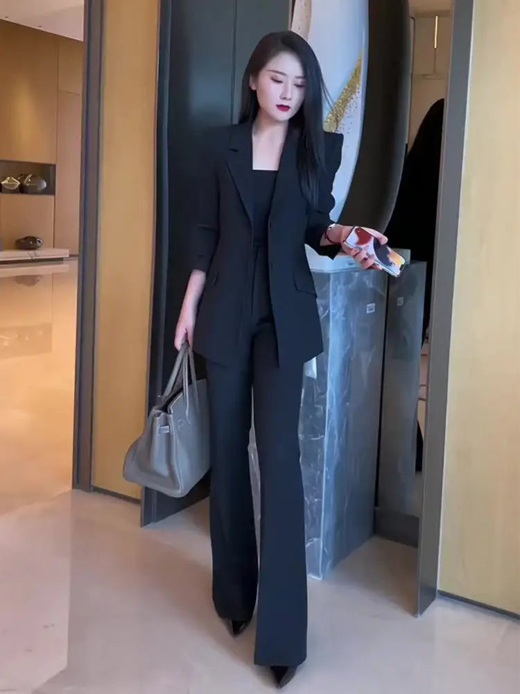 Women’s Blazer & Pant Set – 2-Piece Professional Autumn Winter Office Suit