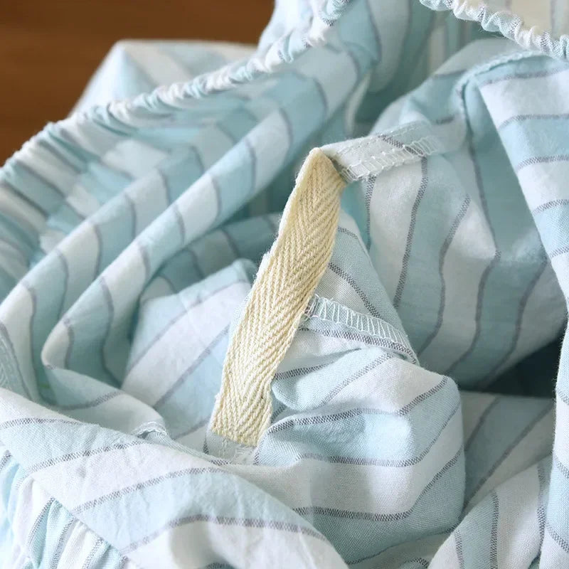 2025 Japanese Women's Striped Pajama Set | 100% Cotton Long Sleeve Two-Piece Sleepwear for Spring Summer