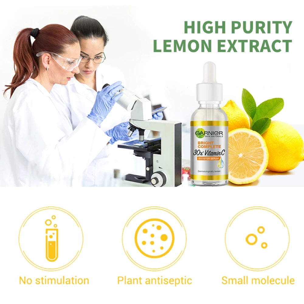 Garnier Bright Complete 30x Vitamin C Serum – Niacinamide Booster Essence for Whitening, Acne Mark Fading & Skin Repair (30ml)