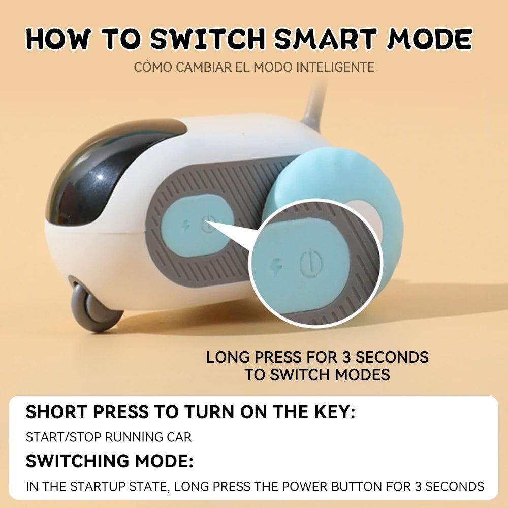 سيارة لعبة ذكية للقطط - كرة تفاعلية متدحرجة أوتوماتيكية وجهاز تحكم عن بعد للقطط المنزلية