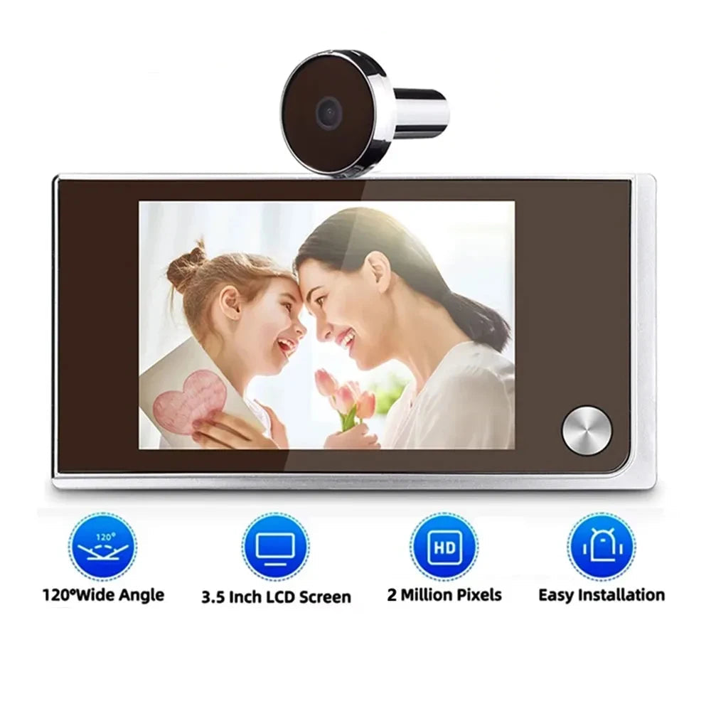 Awapow 3.5-Inch Digital Doorbell Peephole Viewer – 2MP HD Camera with 120° Wide-Angle & LCD Outdoor Monitor