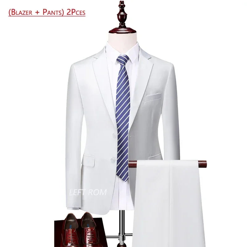 14 Color M-6XL Men's 3-Piece Formal Suit – Jacket, Vest & Pants for Business, Groom & Wedding
