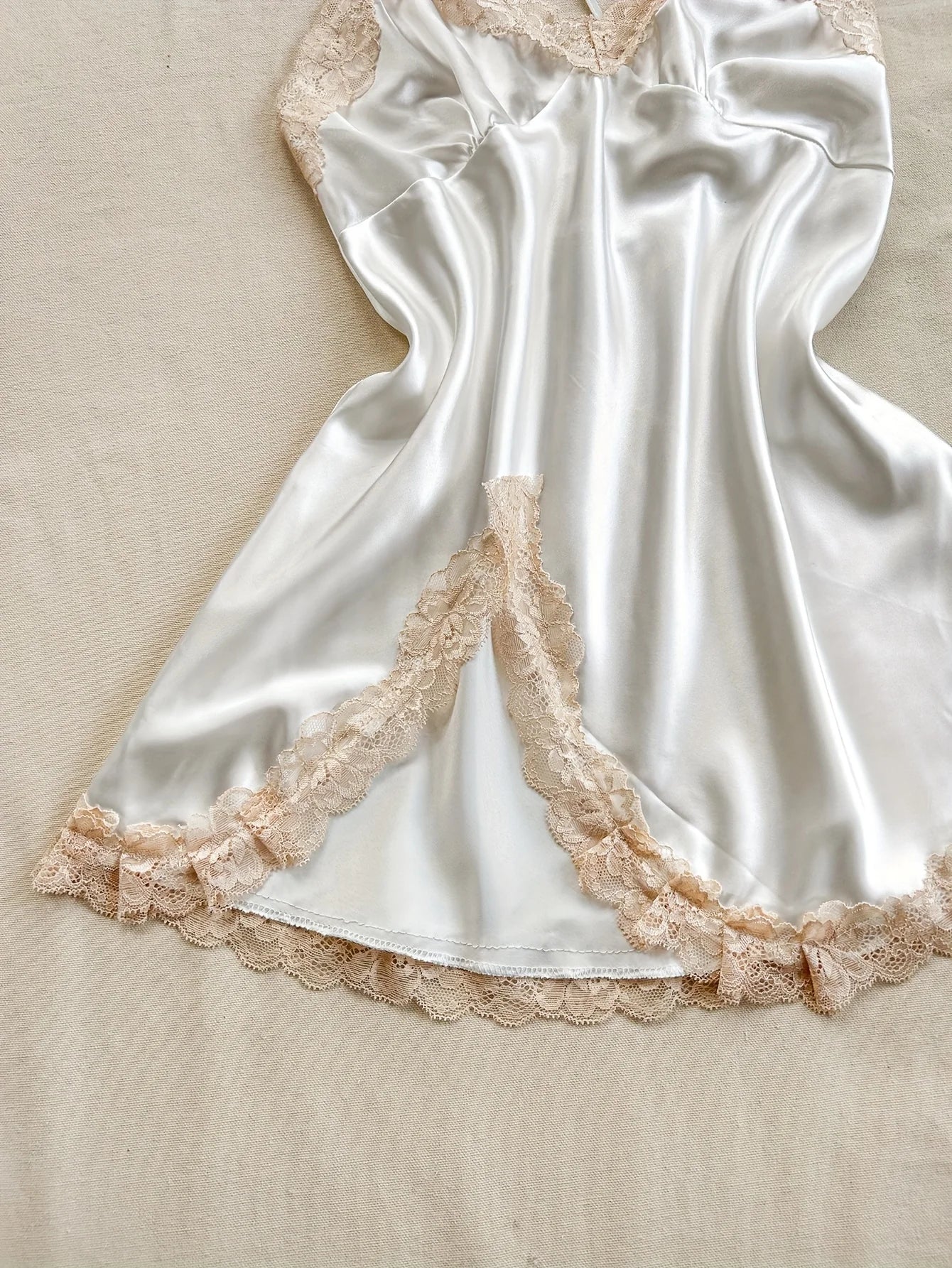 Women’s Satin V-Neck Chemise – Lace Trim Sexy Mini Nightdress, 1-Piece Sleepwear