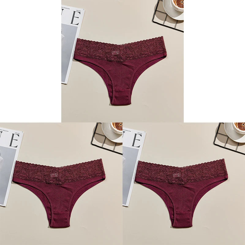 3PCS Women's Breathable Cotton Seamless Panties Comfortable Sexy Soft Stretchy Underwear