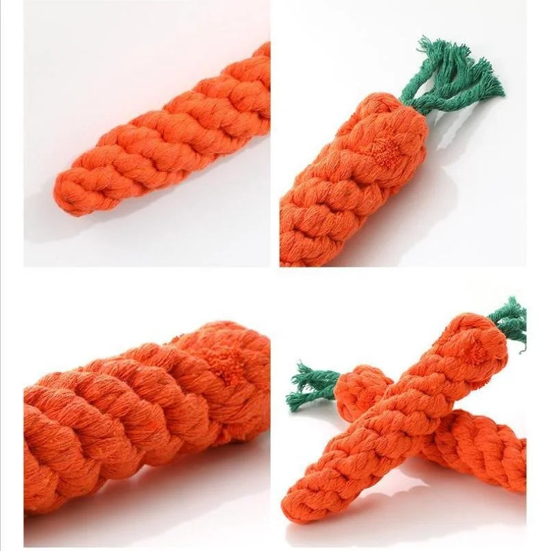 Carrot Shape Pet Knot Toy – Cotton Rope Chew Toy for Dogs & Cats