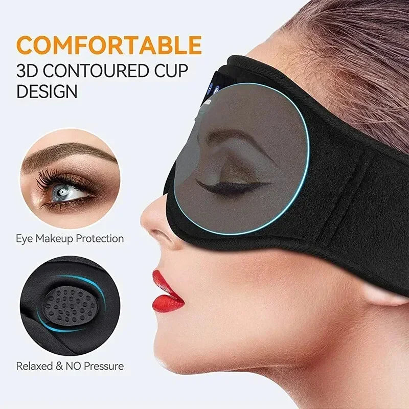 3D Bluetooth Sleep Mask – Eye Mask with Built-In HD Speaker for Music & Comfortable Sleep