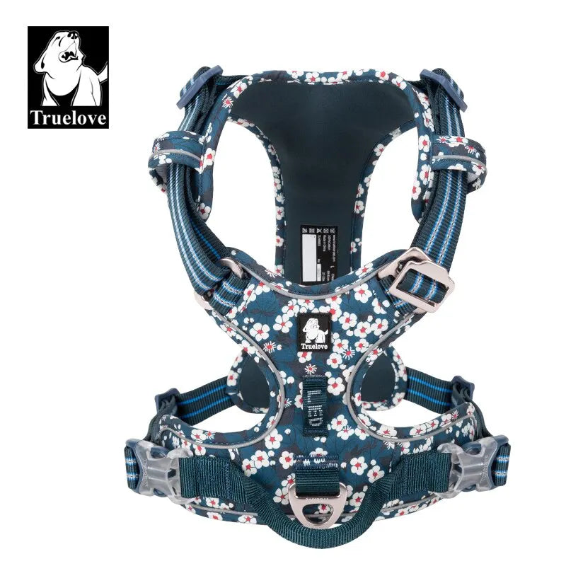 حزام قابل للتعديل للكلاب من TruelovePet - سترة قطنية مزخرفة بأزهار مع مشبك من سبائك الألومنيوم للكلاب الصغيرة والمتوسطة والكبيرة