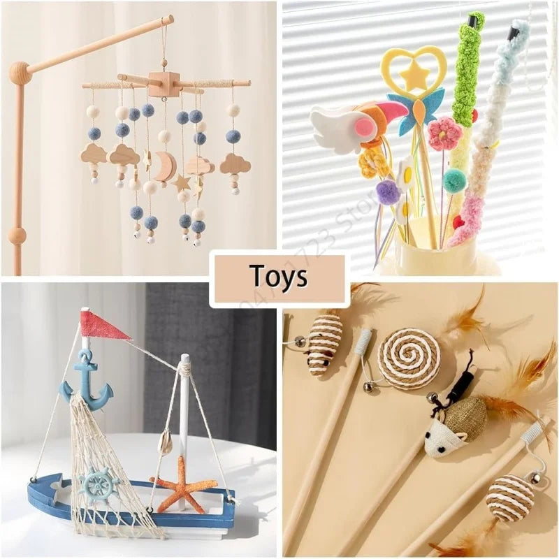 50Pcs Round Wooden Sticks – Durable DIY Dowels for Crafts, Cake Making, Ice Lollies & Model Building