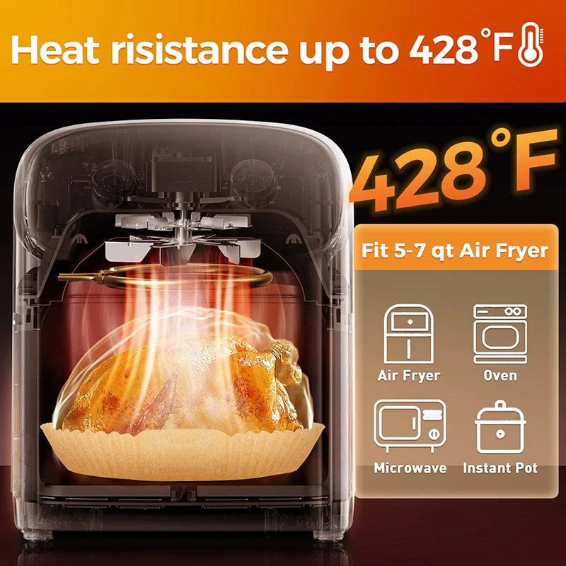 بطانات ورقية للاستخدام مرة واحدة في مقلاة الهواء - صواني خبز غير لاصقة مربعة ودائرية لكوسوري ونينجا