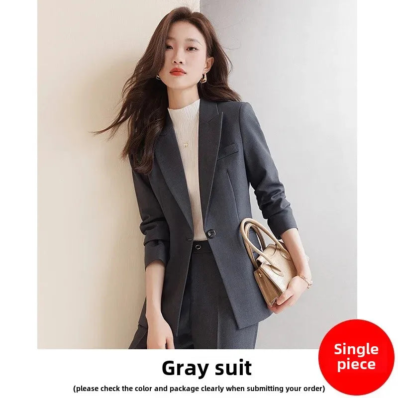 Zihong Women’s Grey Suit Set – High-End Elegant Autumn Fashion Outfit